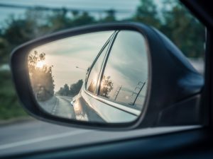 Outdoor car drive mirror glass view automobile speed street road highway traffic landscape mountain